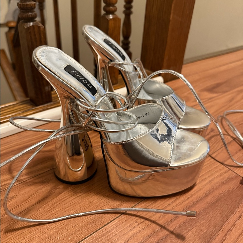Stylish Silver Platform Heels